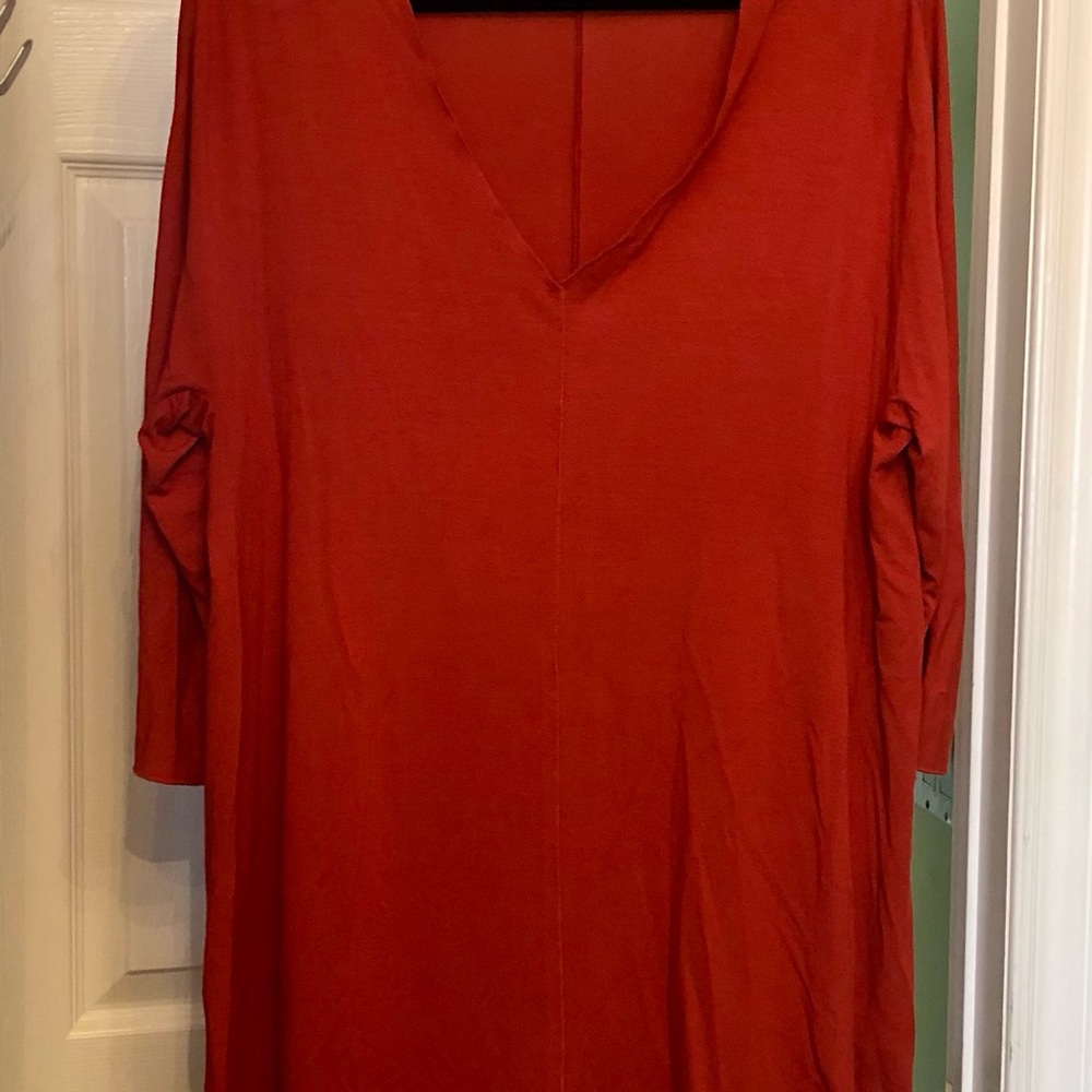 OSKA Burnt Orange V-Neck Tunic Size XL